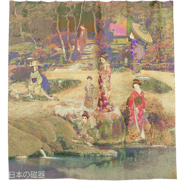 Japanese Garden II / Washed Edition Shower Curtain (Front)