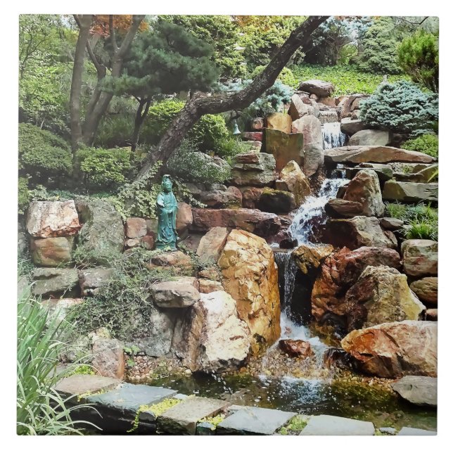 Japanese Garden in Autumn Ceramic Tile (Front)