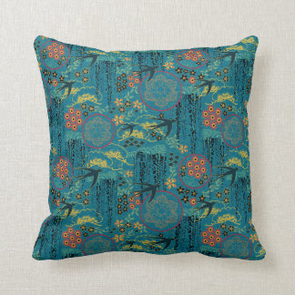 Japanese Garden in Teal Cushion