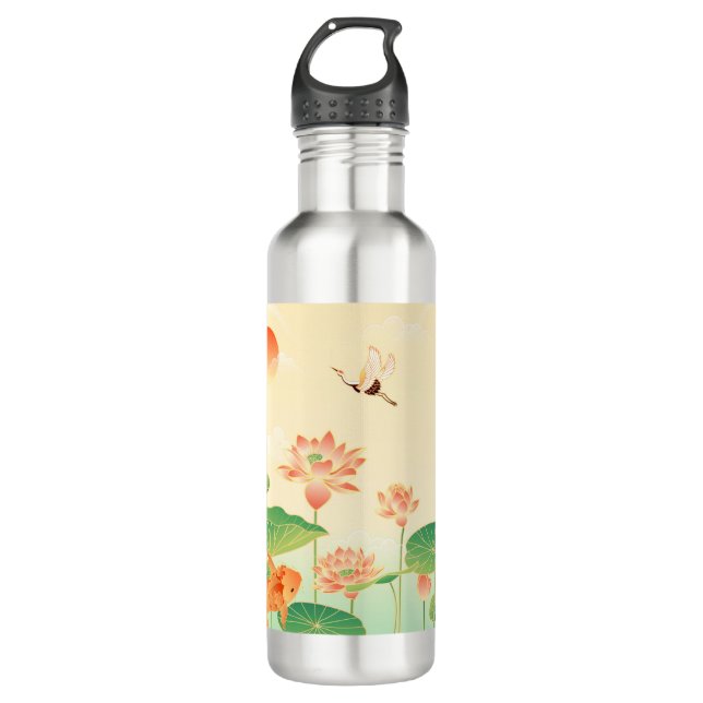 Japanese Garden Koi Pond and Waterlilies Art 710 Ml Water Bottle (Front)