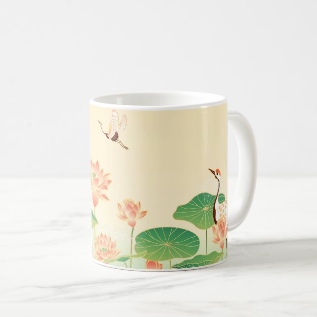 Japanese Garden Koi Pond and Waterlilies Art Coffee Mug (Front Right)