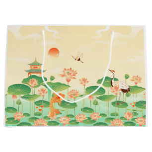 Japanese Garden Koi Pond and Waterlilies Art Large Gift Bag