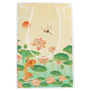 Japanese Garden Koi Pond and Waterlilies Art Medium Gift Bag