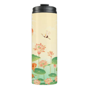 Japanese Garden Koi Pond and Waterlilies Art Thermal Tumbler