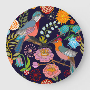 Japanese Garden: Oriental Victorian Seamless Large Clock