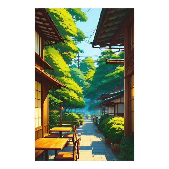 Japanese Garden Outdoor Cafe Photo Print (Front)