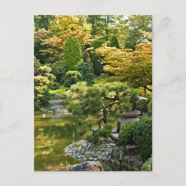 Japanese Garden Painting Effect Landscape Postcard (Front)