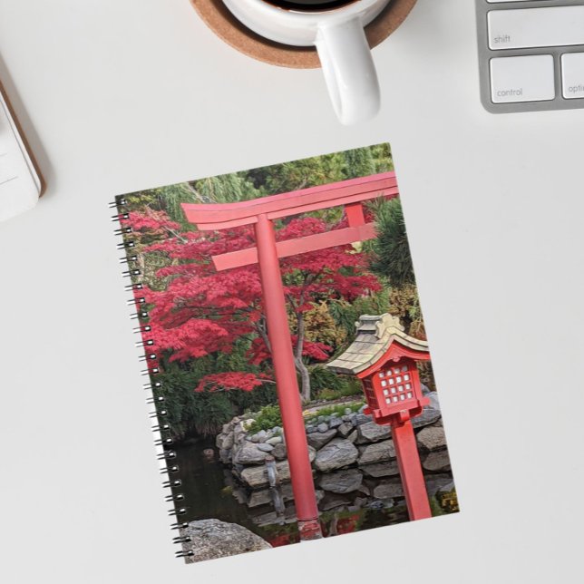 Japanese Garden Structures and Red Maple Leaves Notebook (In Situ)