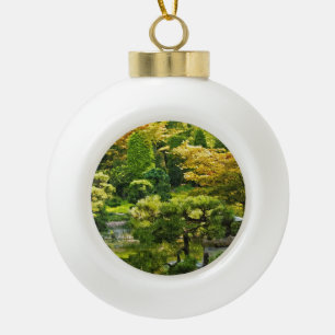 Japanese Garden - Traditional Aesthetic Ceramic Ball Christmas Ornament