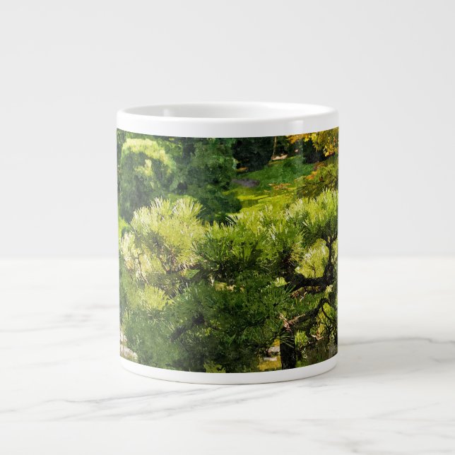 Japanese Garden - Traditional Aesthetic Large Coffee Mug (Front)