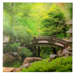 Japanese Garden - Water under the bridge Ceramic Tile