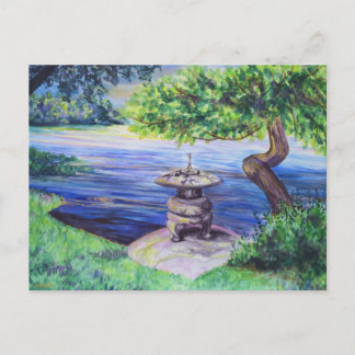Japanese Garden Watercolor Lanscape Art Postcard