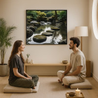 Japanese Garden with Stones, Water and Plants