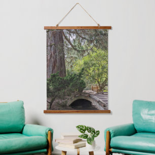Japanese Garden Wooden Arch Footbridge Hanging Tapestry