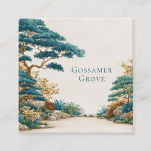 Japanese Garden Zen Landscape Square Business Card