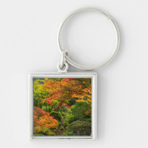 Japanese Gardens In Autumn In Portland, Oregon 2 Key Ring