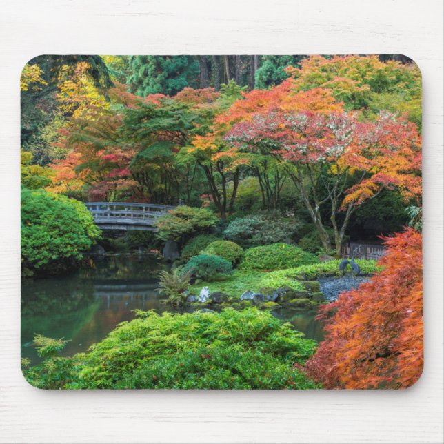 Japanese Gardens In Autumn In Portland, Oregon 3 Mouse Pad (Front)