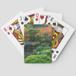 Japanese Gardens In Autumn In Portland, Oregon 3 Playing Cards
