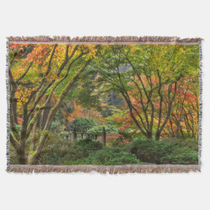 Japanese Gardens In Autumn In Portland, Oregon 4 Throw Blanket