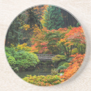 Japanese Gardens In Autumn In Portland, Oregon 5 Coaster
