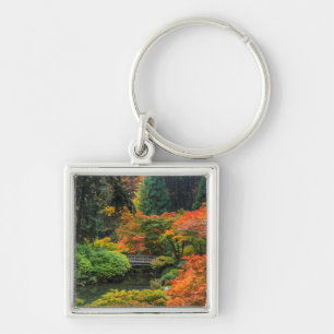 Japanese Gardens In Autumn In Portland, Oregon 5 Key Ring