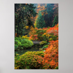 Japanese Gardens In Autumn In Portland, Oregon 5 Poster