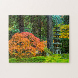 Japanese Gardens In Autumn In Portland, Oregon Jigsaw Puzzle