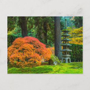Japanese Gardens In Autumn In Portland, Oregon Postcard