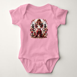 Japanese Geisha Cute Scene Baby Bodysuit