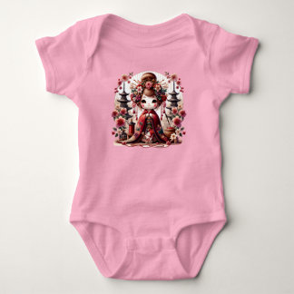 Japanese Geisha Cute Scene Baby Bodysuit