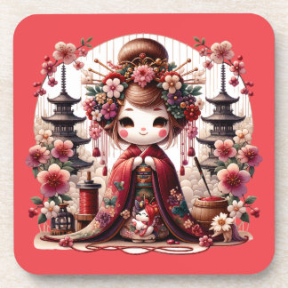 Japanese Geisha Cute Scene Coaster