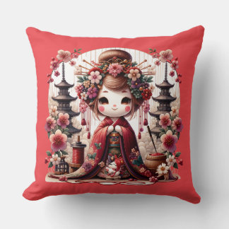 Japanese Geisha Cute Scene Cushion