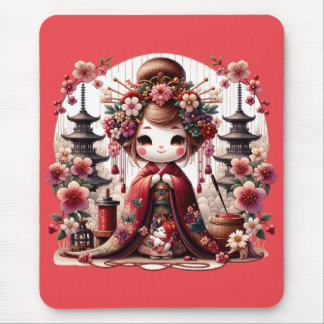 Japanese Geisha Cute Scene Mouse Pad