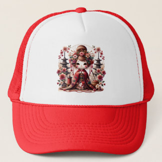 Japanese Geisha Cute Scene Trucker Hat