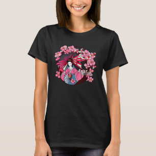Japanese Geisha fans and umbrellas cherry blossom T-Shirt
