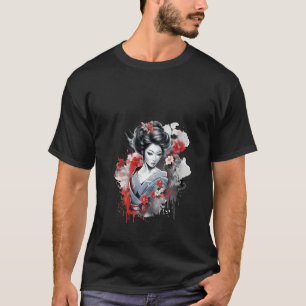Japanese Geisha Girl Japan Graphic Art V-Neck T-Shirt