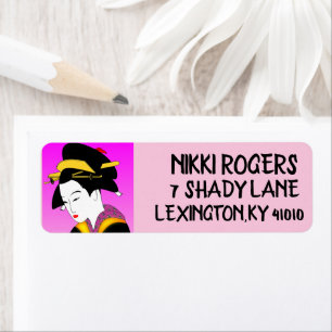 JAPANESE GEISHA GIRL RETURN ADDRESS LABELS