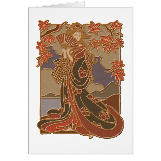 Japanese Geisha in Kimono Asian Bamboo Art (Front)