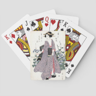 Japanese Geisha in Kimono Woodblock Print Playing Cards
