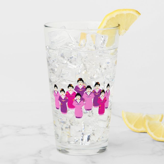 Japanese Geisha in Kimonos Pretty Glass (Back Ice)