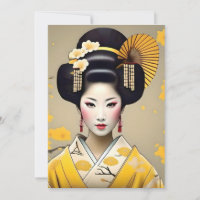 Japanese Geisha in Yellow A Portrait