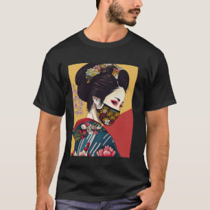 Japanese Geisha Kimono Cherry Blossoms Flowers T-Shirt