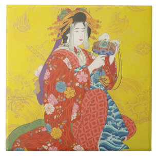 Japanese Geisha Lady Ceramic Tile