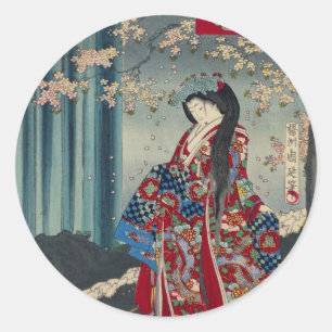 Japanese Geisha Lady Japan Art Cool Classic Round Sticker