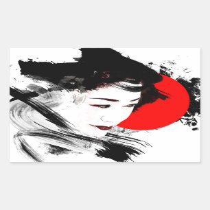 Japanese Geisha Rectangular Sticker