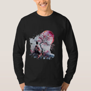 Japanese Geisha Sakura Cherry Blossom Japanese Art T-Shirt