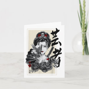 Japanese Geisha Tattoo Retro Vintage Samurai Graph Card