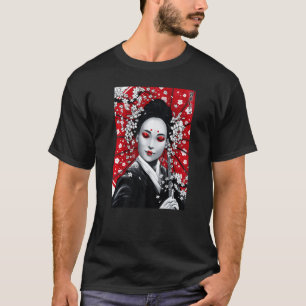 Japanese Geisha Umbrella Ink Wash Painting Souveni T-Shirt