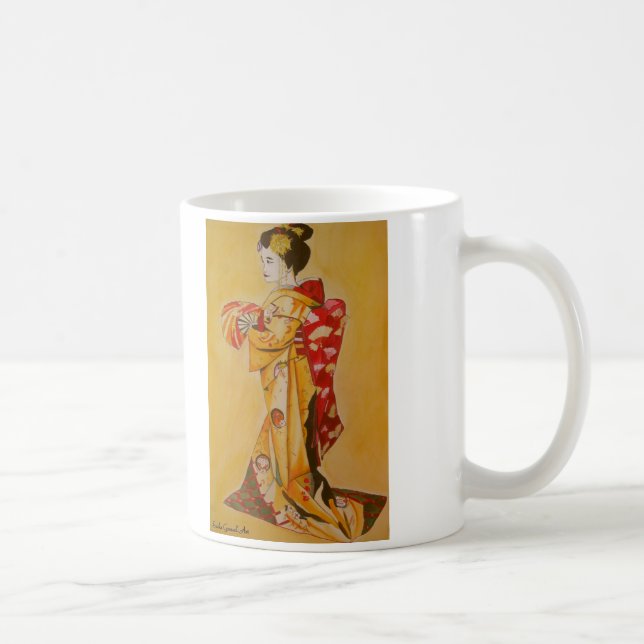 Japanese Geisha watercolor original art painting Coffee Mug (Right)
