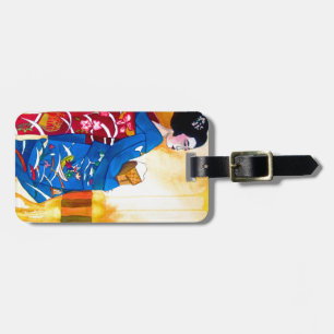 Japanese Geisha with blue kimono Luggage Tag